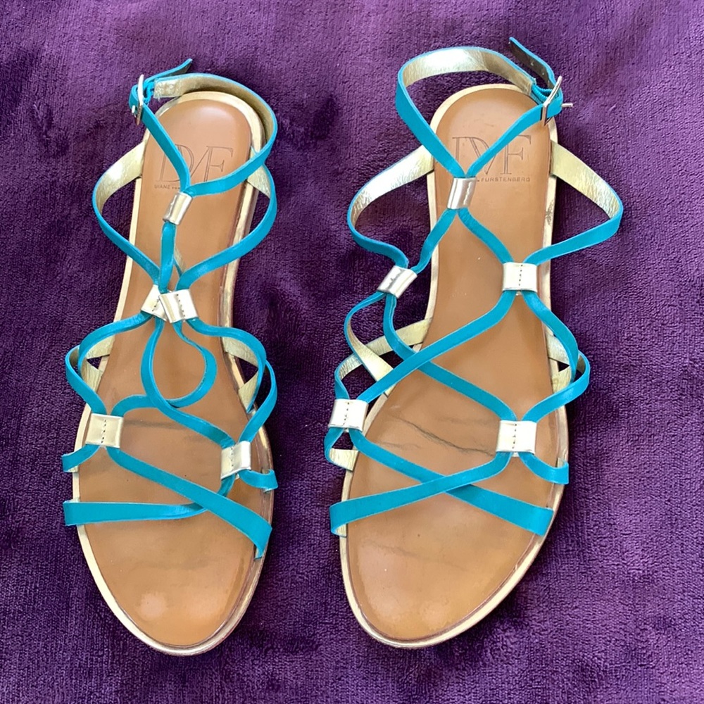 DIANE von FURSTENBERG Geek Style Ankle Strap Flat Sandals